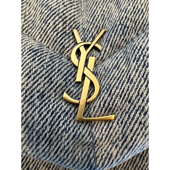 Saint Laurent Loulou Small Puffer Denim Pouch Clutch - Picture 10 of 10